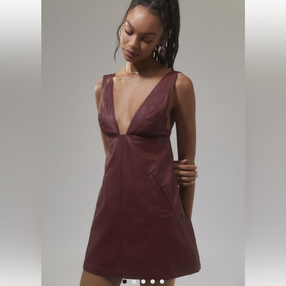UO limelight faux leather mini dress